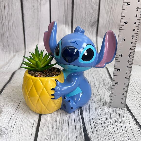 Disney Stitch Planter Figurine – 5.5" Tall – Pineapple Pot with Faux Plant - Picture 7 of 9